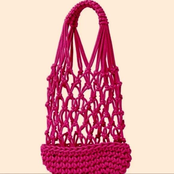NWT French Connection *Chic* Jasmine *Neon Pink* Braided Tote - Picture 4 of 7